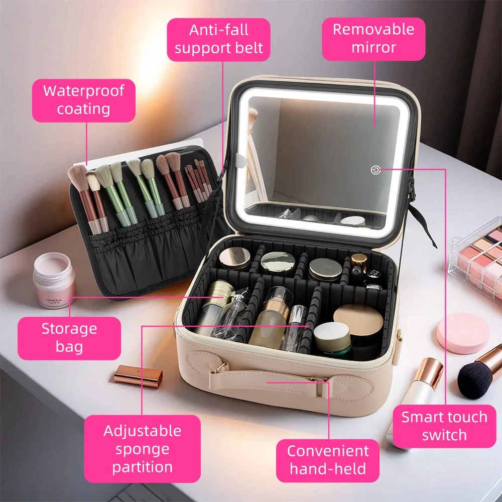 Linda LED Lighted Travel Cosmetic Bag